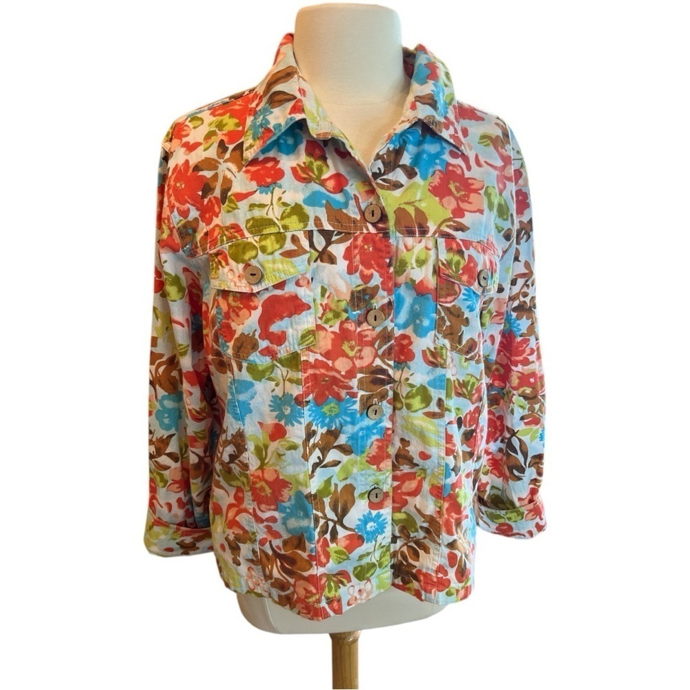 Jane Ashley Women's Floral button-up Shacket/Jacket Lightweight Size 1X